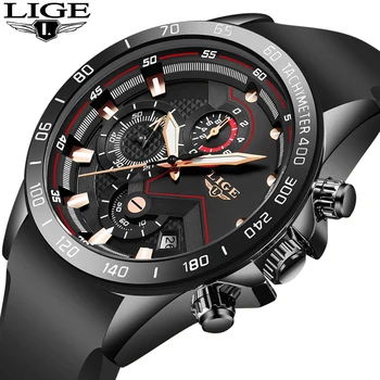 

2020LIGE New Sport Watches Mens Silicone Waterproof Quartz Clock Male Fashion Casual Men Watch Chronograph Relogio Masculino+Box