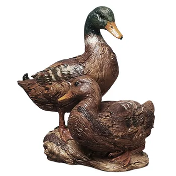 

Nordic Woodcut Couple Duck Figurines Miniature Model Modern Art Resin Figurine Ornament Home Decoration Accessories Room Decor