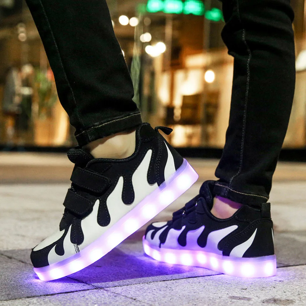 Casual Fashion Baby Kids Girls Boys Shoes Children's Rechargeable LED Light Shoes Sports Non-Slip Breathable Casual Shoes