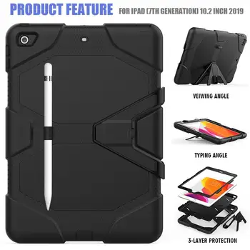 

Shockproof Hard case Military Heavy Duty Case For iPad 10.2 2019 7 7th gen A2200 A2197 Funda Tablet Silicone Rugged Stand Cover