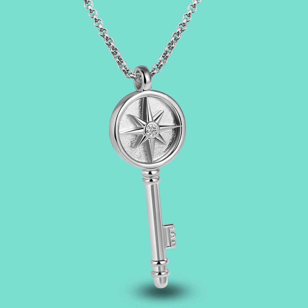 100% 925 Genuine Sterling Silver Women’s Necklace Classic Key Pendant Long Chain 45-70CM Exquisite Jewelry with Gift Box | Украшения и