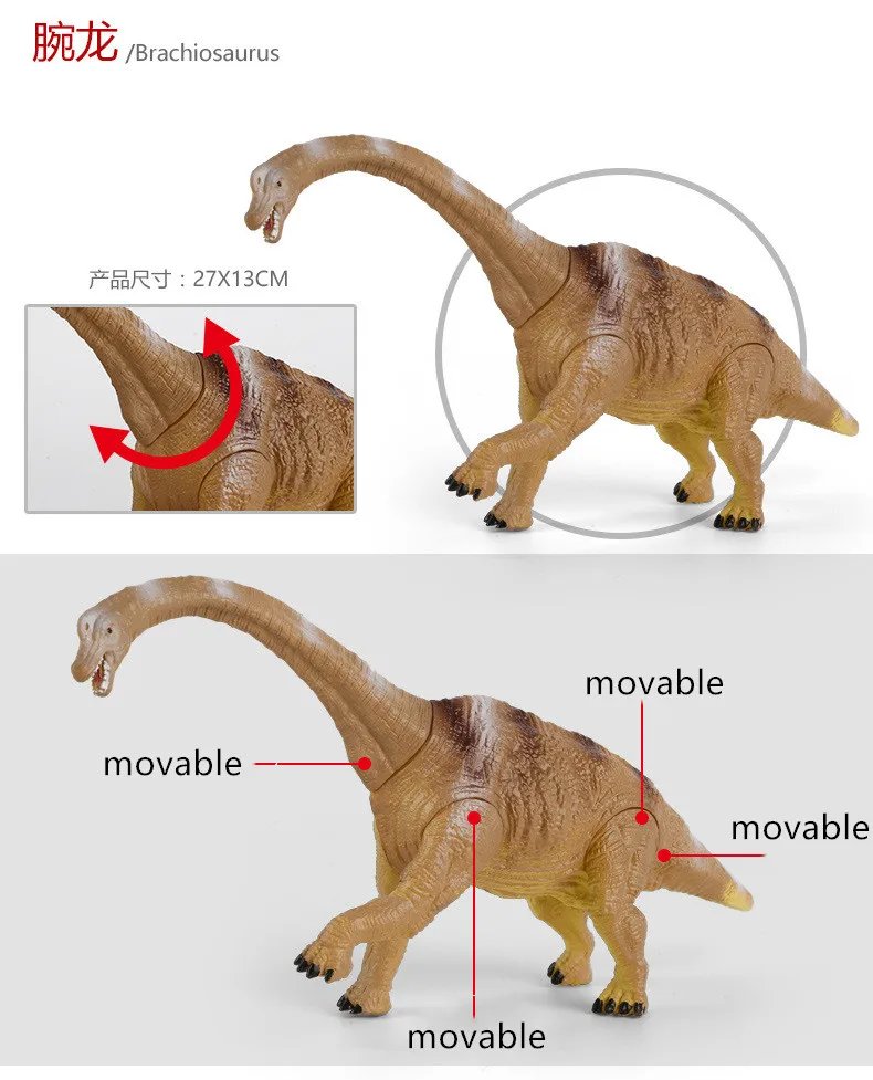1 шт., 20-28 см, модель подвижного динозавра, Парк Юрского периода, детские игрушки, T-REX, трицератопс, Брахиозавр