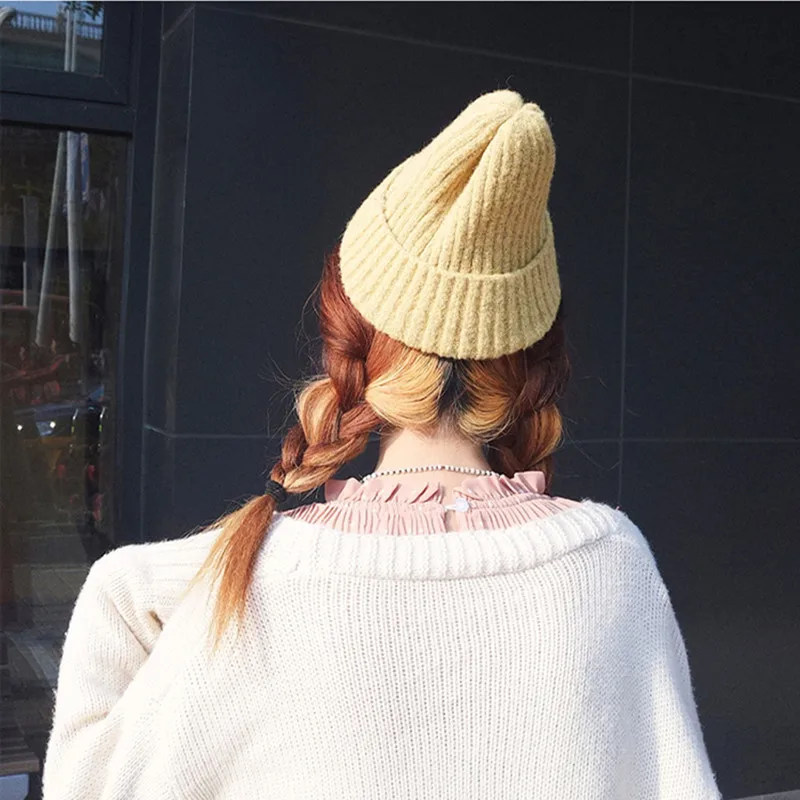 New Candy Colors Winter Hat Women Knitted Hat Warm Soft Trendy Hat Kpop Style Wool Beanie Elegant All-match Hat - Image 6