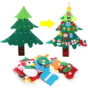 

Christmas Decoration Children's Handmade Puzzle Diy Three-Dimensional Felt Cloth Christmas Tree With 30 Decorations 100*88cm