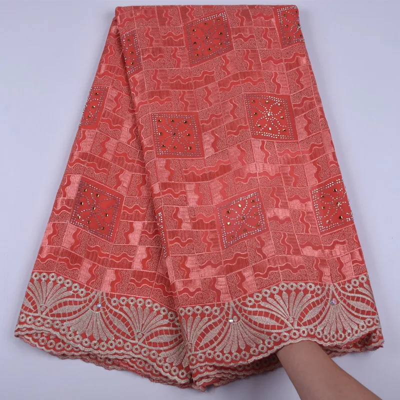 

African Lace Fabric Swiss Cotton Lace Fabric Stones And Water For Diamonds Composition Pattern Dubai Lace For Daily Wear A1711