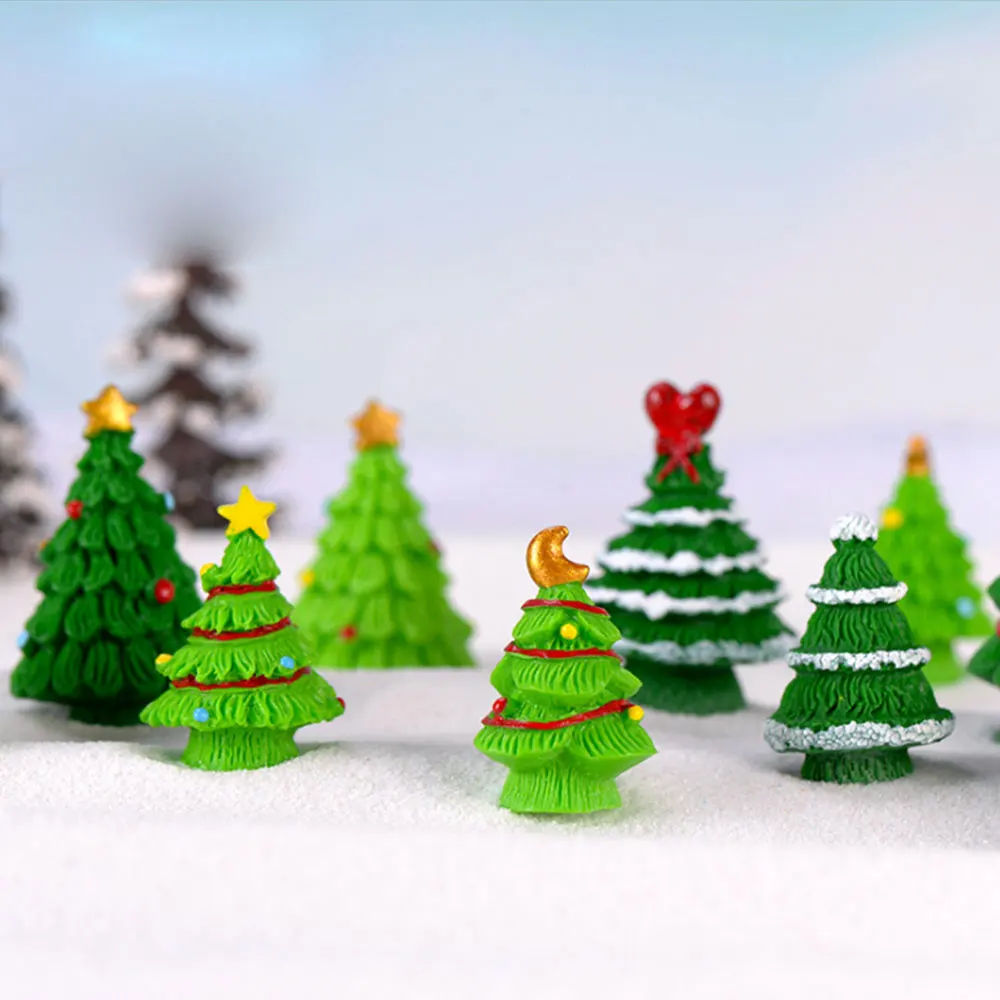 home deco Christmas micro landscape miniature figurines accessories Christmas tree ornaments resin crafts lovely home decoration