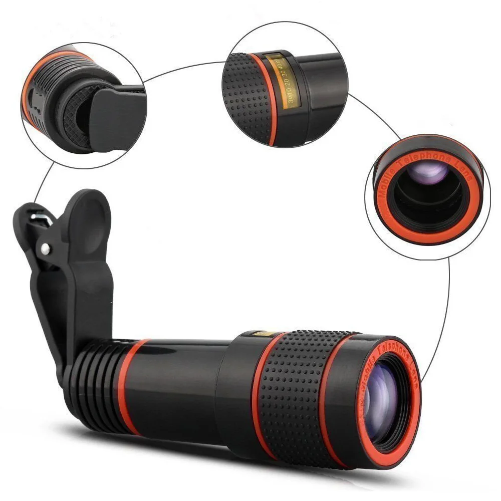 

8X 12X Mobile Phone Camera Lens Zoom Telephoto Lens External Telescope with Universal Clip for Iphone Camera Lens Smartphone