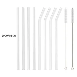 Eco-Friendly Reusable Glass Straw Set with Cleaning Brush (8Pcs Mix)