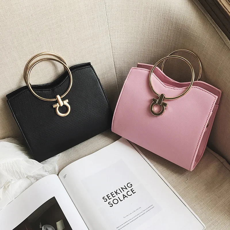 

2017 New Style Solid Color Simple Wave Mouth Circular Ring Stereotypes One-Shoulder Handbag Western Style Bag Women's