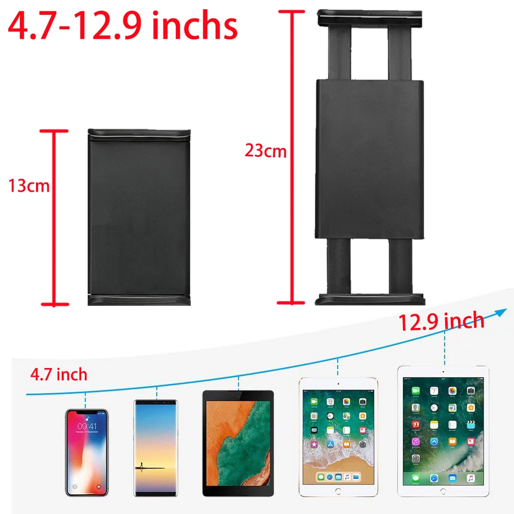 범용 태블릿 데스크탑 유모차 홀더, 마이크 스탠드, 휴대폰 마운트, 아이패드 아이폰 4.5-12.9 인치 자동차 브래킷