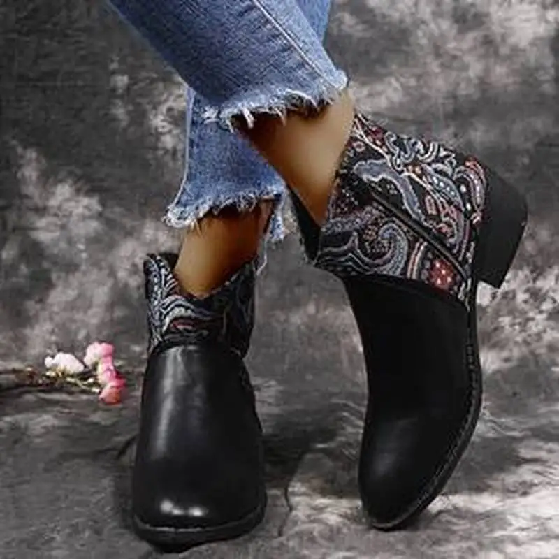 Женские ботильоны Chaussure Ботинки на среднем каблуке размера плюс Гладиаторы с