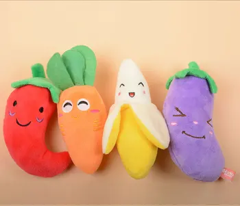 

Vegetables 5 Chew Play Toys Pet Squeaky Puppy Chew Squeaker Quack Sound Doll Toy Creative Simulation Donut Pet Supplies Dog Toys