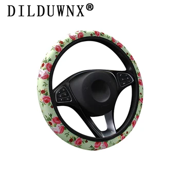 

DILDUWNX 37-38cm Car Steering Wheel Cover Four Seasons Universal Rosette Handlebar Cover 3-piece Set of Internal Accessories