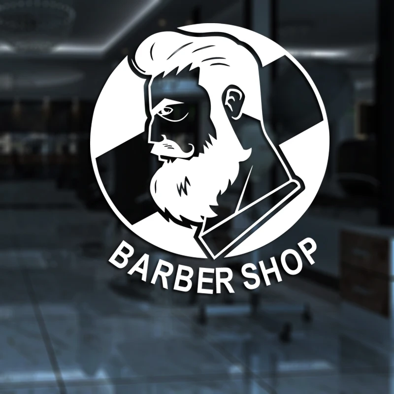 Man Barber Shop Sticker Name Chop Bread Decal Haircut Posters Vinyl Wall Art Decals Decor Windows Decoration Mural