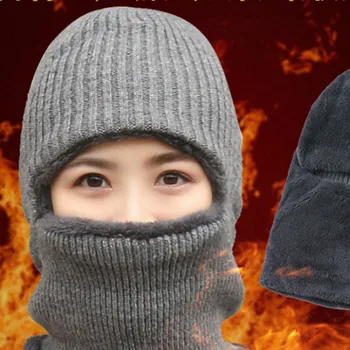 

Cycling Hat Wind Cold ear Collar Cap Winter Women Knitted Sleeve Head Cap Wool Cashmere Thermal Cycling Masked Hat More Color