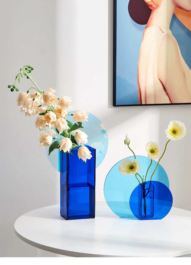 Colorful Acrylic Vase Minimalist Art Home Decor Living Room Flower Arrangement Nordic Style Ornament Office Desktop Decoration