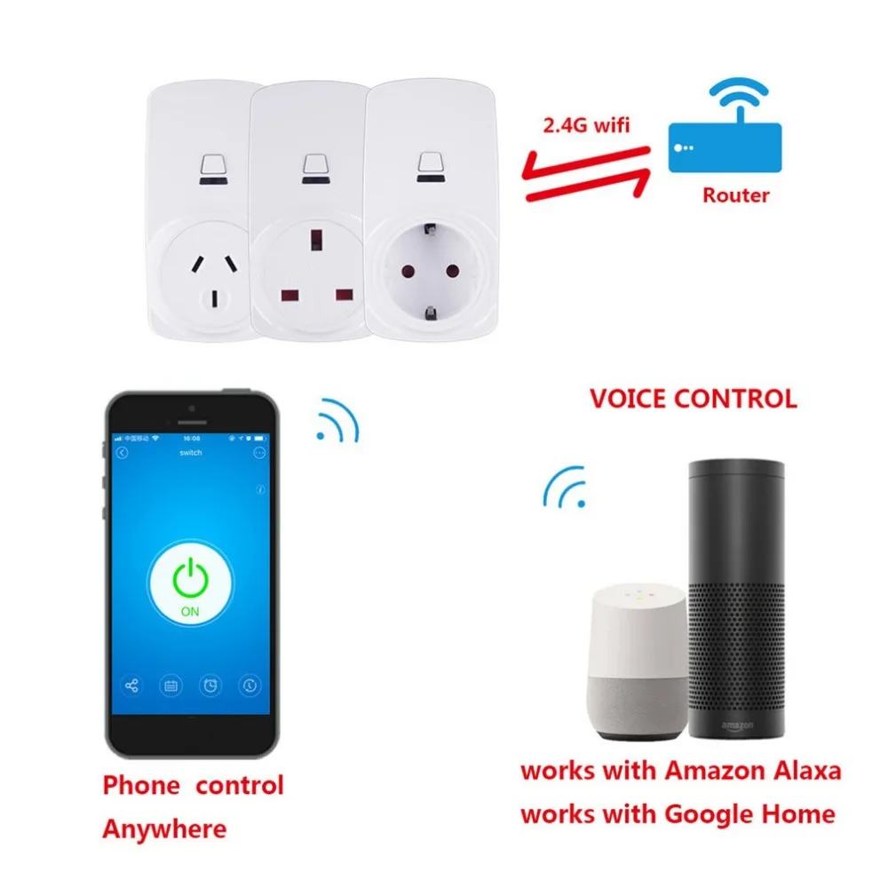 10A Wifi Беспроводная умная розетка Wifi розетка для Tianmao Genie для Alexa для Google Home для IFTTT EWelink