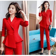 Женский красный блейзер в стиле Парижа для девочек, тонкий весенне-осенний элегантный женский офисный жакет, деловой костюм, плиссированный двубортный Блейзер, однотонный