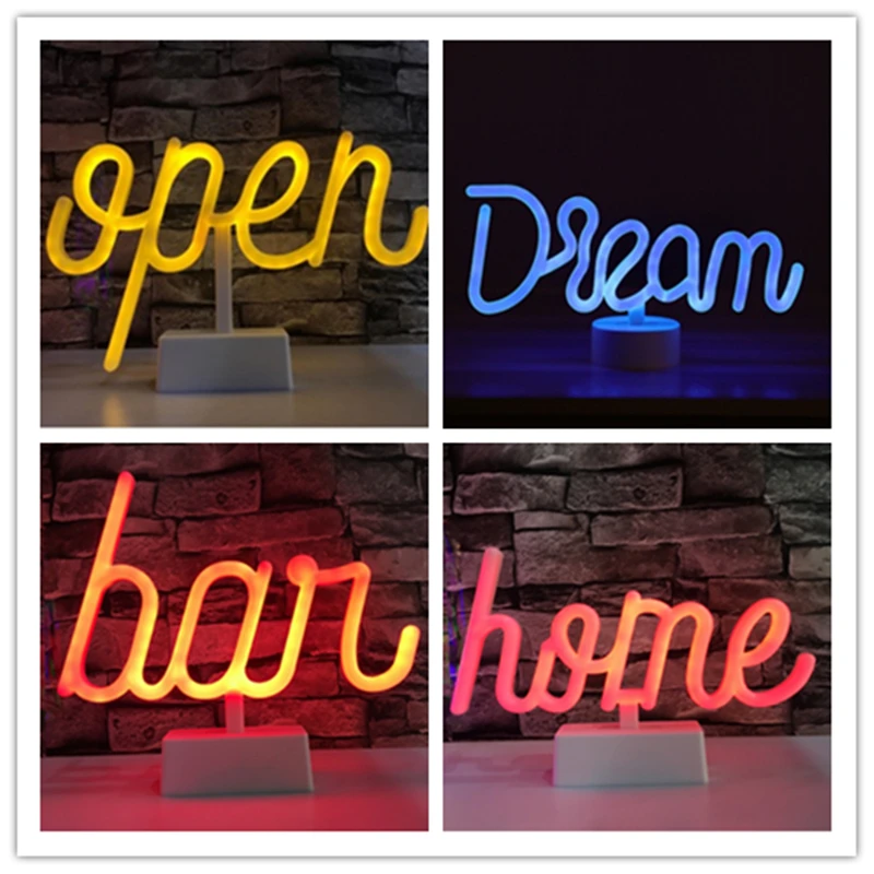 LED Neon Lights Table Lamp Sexy Word Sign Art Decorative for Holiday Wedding Party Bar Decor Shop Window Open Words Neon Signs