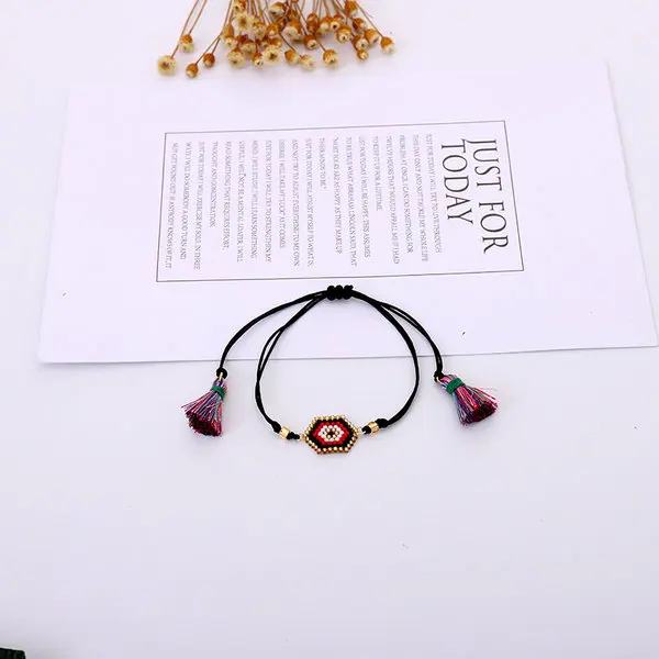 G. YCX богемный турецкий глаз браслеты для женщин Delica MIYUKI бусины красные браслеты с кисточкой для мужчин Pulsera Дружба Ювелирные изделия Bileklik подарок - Metal Color: black