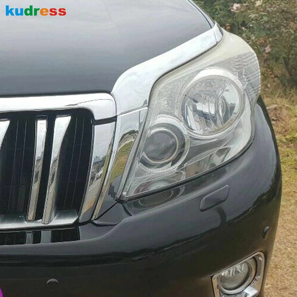 Хромированный головной светильник для Toyota Land Cruiser Prado J150 J150 2010 2011 2012 2013 с отделкой век, головной светильник, 6 шт