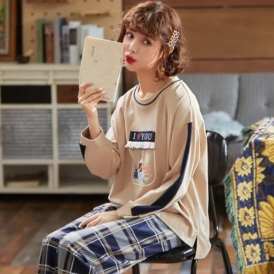 

Pajamas Women's Spring And Autumn Knitted Long Sleeve with Cotton Korean-style Autumn And Winter Sweet Princess Style GIRL'S Cut