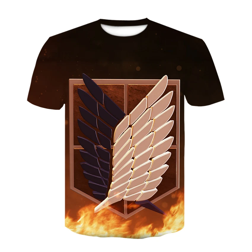 Лидер продаж Футболка унисекс с 3D принтом аниме Крылья Титанов Летняя футболка