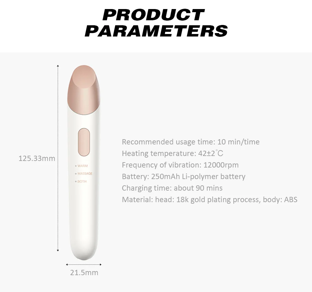 Electric Eye Massager Mini Eyes Wrinkle Dark Circles Removal Pen Anti Aging Massager Negative Ion Vibration Face Lifting Tool