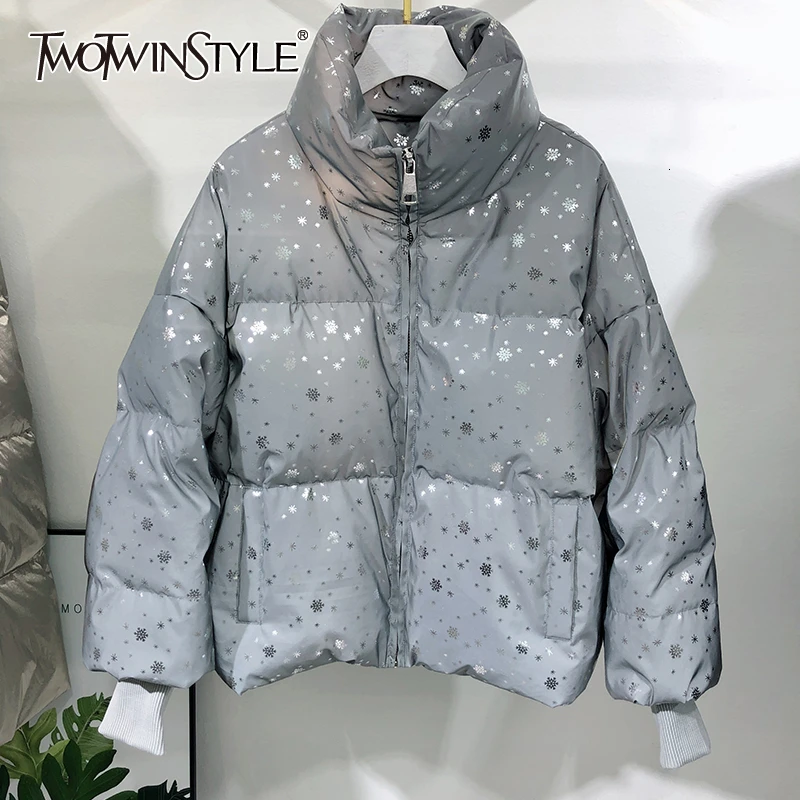 TWOTWINSTYLE клетчатые женские хлопковые пальто с принтом водолазка фонарь длинный
