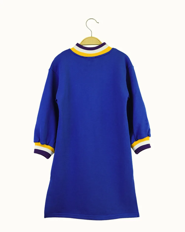 Повседневное хлопковое платье в рубчик с длинными рукавами и манжетами для девочек от 4 до 16 лет осенне-зимний теплый свитер длинное платье