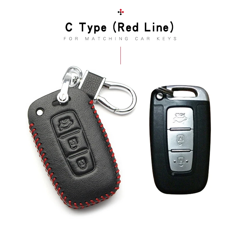 Red Line 3 Button Для KIA Sportage Sorento ключ кожаный чехол Брелок «Обложка» для Kia K2 K3 K4 K5 Optima KX3 Carens Cerato Forte Shuma аксессуары Rio - Название цвета: Red Line 3 Button