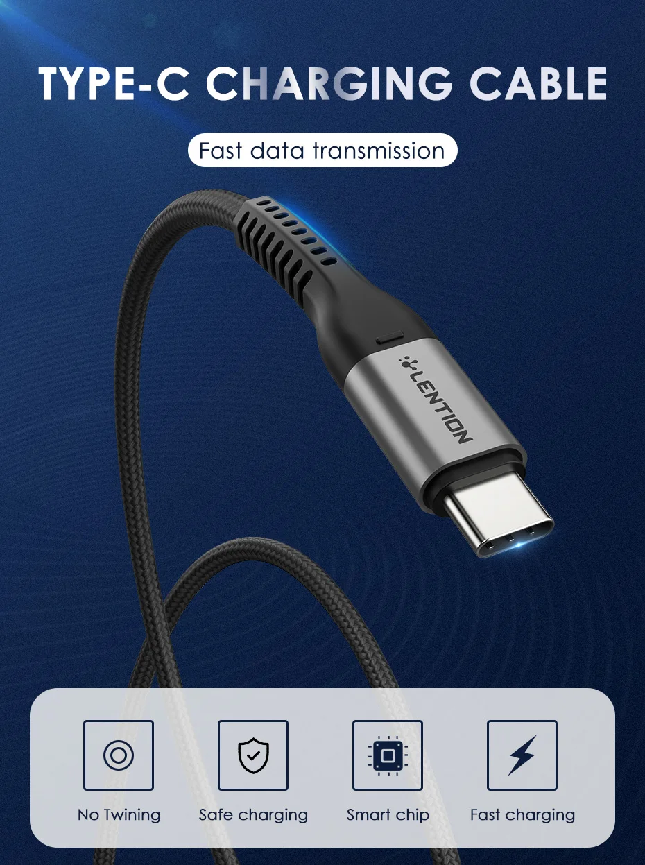 2 м USB C к usb type C кабель для Xiaomi Redmi Note 8 Pro Quick Charge 3,0 PD 100 Вт Быстрая зарядка для MacBook Pro 16 Кабель зарядного устройства