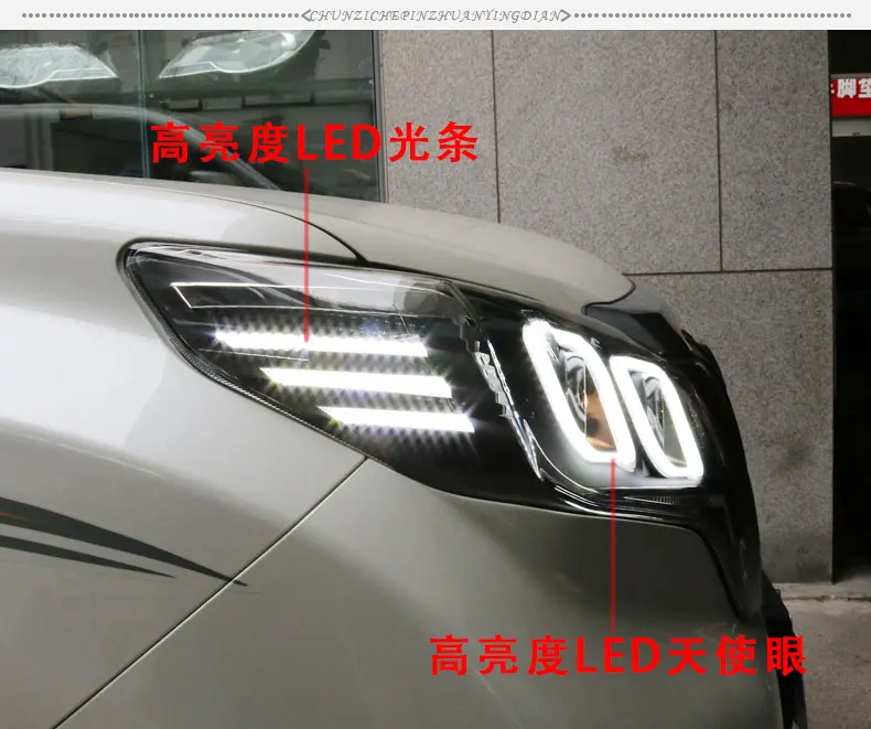 Car styling for Toyota- Prado LED headlight LED DRL Hid Head Lamp Angel Eye Bi-Xenon double beam headlight Accessories