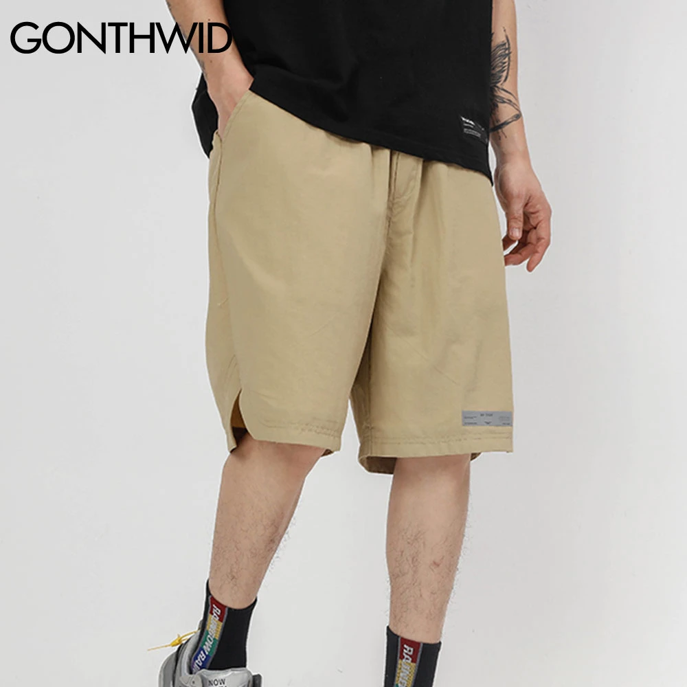GONTHWID cortos Cargo para hombre, pantalón holgado estilo Hip Hop, Color sólido, con múltiples bolsillos, estilo Harajuku|Pantalones cortos| - AliExpress