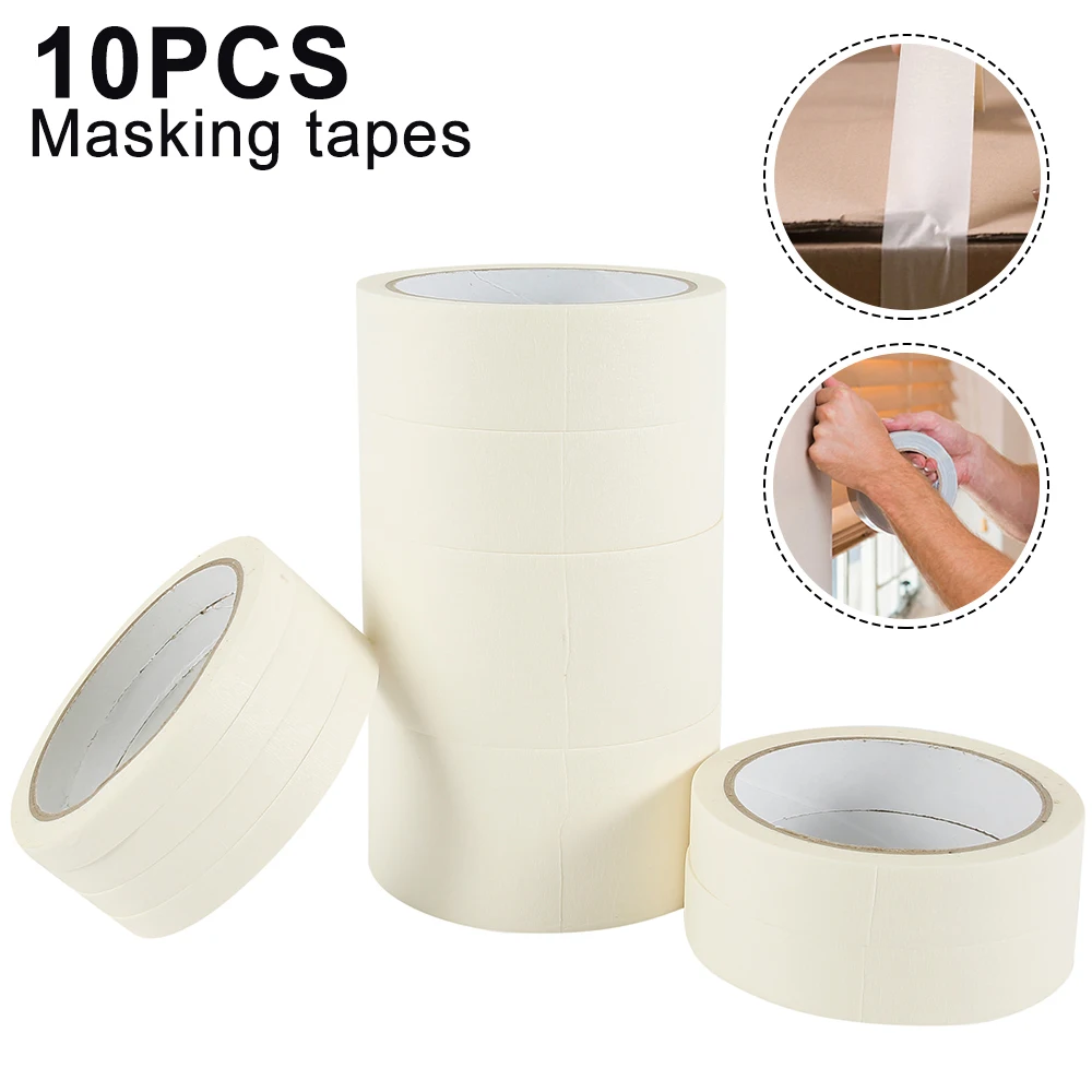

10pcs 20M Solid White Masking Tapes Adhesive Tapes Stickers Basic Decorative Paper DIY Scrapbooking Sticker Label Masking Tape