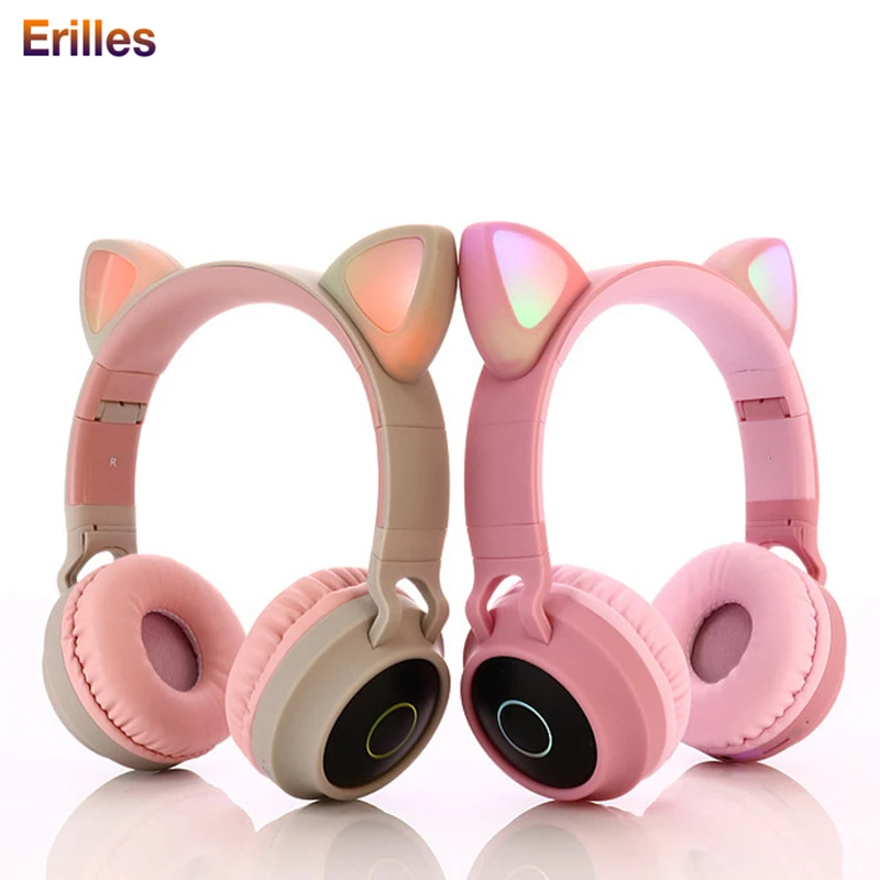 LED Cat Headphones Bluetooth 5 0 Girl Kids Cute Headset 3 5mm Jack Support TF Card Wireless Headphone Mic for Phone PC 2020