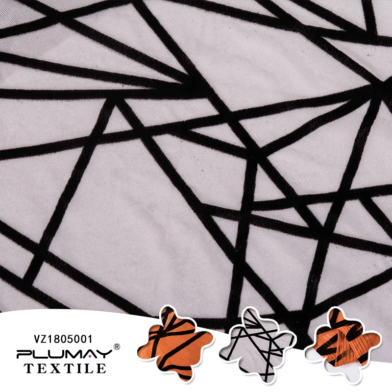

Knitted flocked fabric stripe mesh fabric for garment for DIY for stage costumes party dress garment.