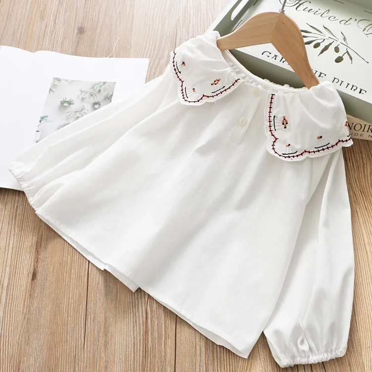 

Girls Spring Clothing Shirt 2020 New Style Korean-style Children Lace Collar Candy-Colored Long-sleeved Upper Garment Baby Weste