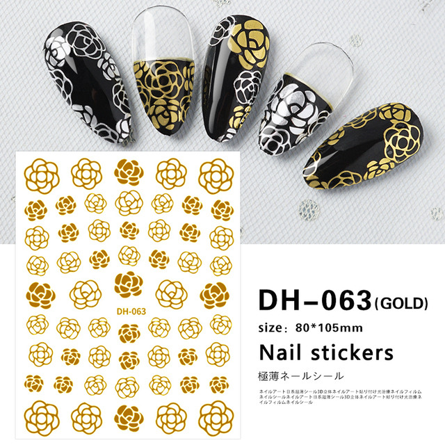 White Flowers Nail Art  Adhesive Stickers for Nails Cute Paper Parts With Avocado Direct Paste Decals Designs Manicure