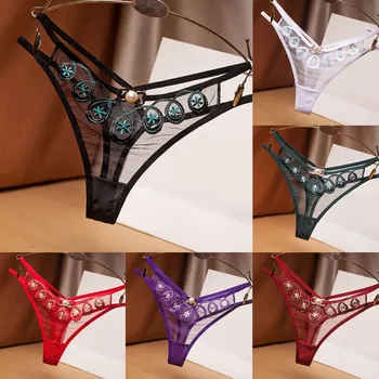 

Sexy Lace Panties Female Underwear Thong Floral Lace Women Lingerie Breathable Briefs Low Waist G-string Transparent #3
