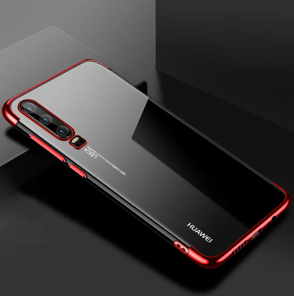 Красный Чехлы с покрытием из ТПУ для huawei P30 Pro Lite P20 P Smart Z Plus Nova 3 3i 5 5i Honor 10 10i 20 20s мягкий силиконовый прозрачный - Цвет: Красный