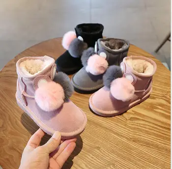 

Leather boots worn in winter; children's boots with thick fur; model shoes; black boys and girls sneakers; best baby shoes