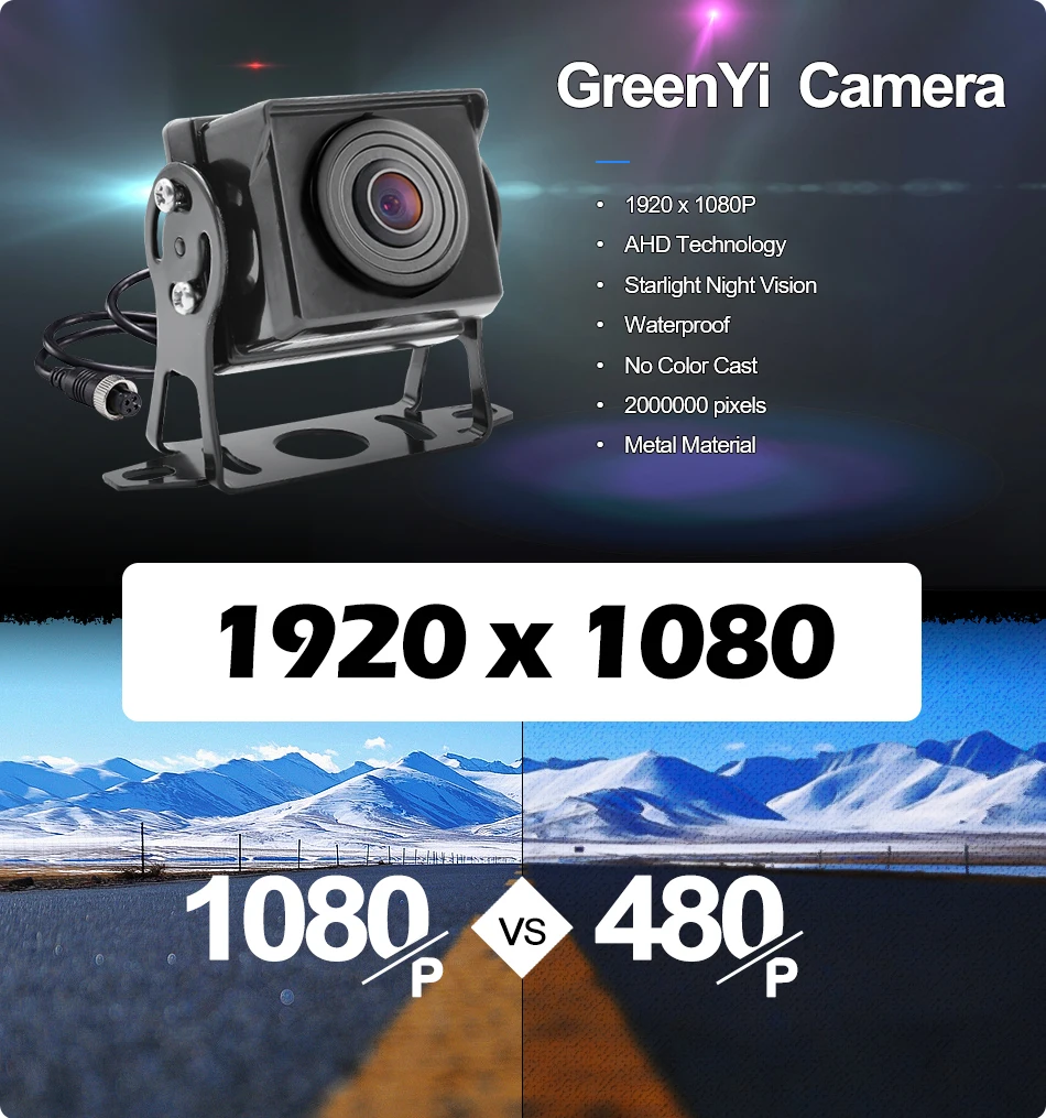 AHD 1920*1080P Starlight Night Vision Truck Bus Rear View Reverse Backup Vehicle Camera