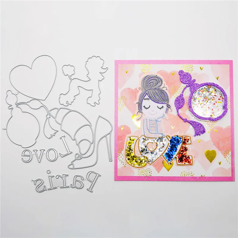 

Naifumodo Paris Shopping with Teddy Metal Cutting Dies Fashion Scrapbooking Album Die Cut Embossing Stencil Decor Dies 2019 New