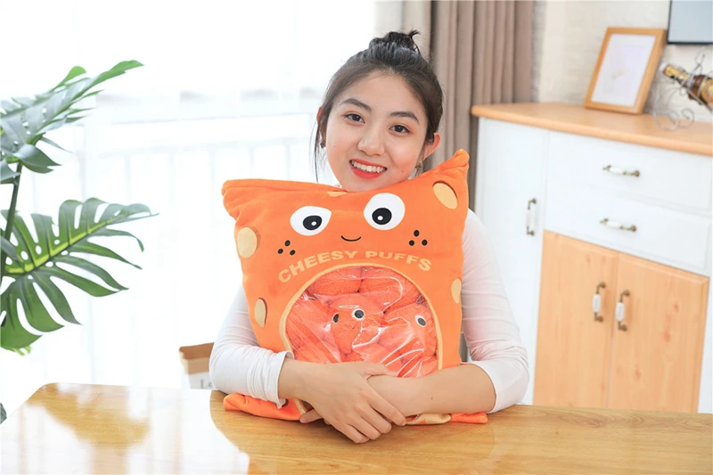 Brinquedos para Crianças dos Desenhos Bolsa de 8 Pces Lanche Puddiing Macio Pelúcia Brinquedo Puff Travesseiro Criativo Animados Sofá Almofada 48*38 cm um 3 48*38 cm um saco de 8 pces
