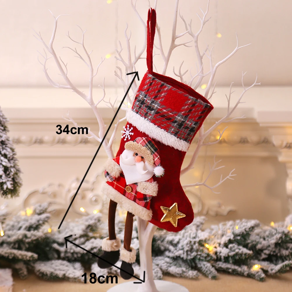1/4 шт., рождественские чулки, висячие украшения на елку, новогодний мешок для конфет, подарочные носки, чулки на Рождество - Цвет: H28582-1  1PCS