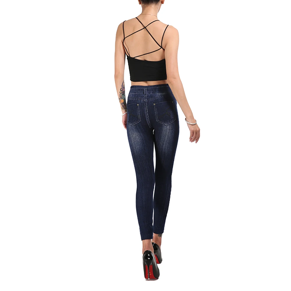 ADISPUTENT Knitted Streetwear Seamless Jeans Leggings Fashion Side Dot High Waist Pencil Pants Stretch Push Up Ladies Legins
