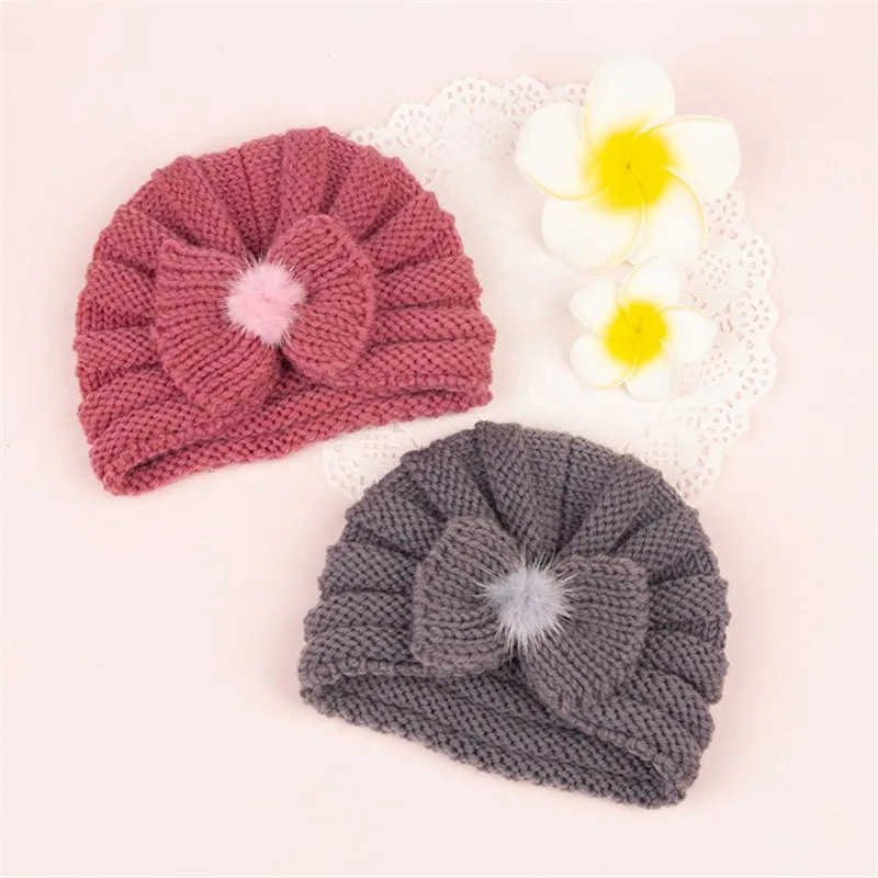 baby accessories box New Baby Hats Autumn Winter Warm Girl Boy Toddler Infant Kids Beanies Cap Unisex Solid Bow Knitted Hat Newborn Photography props baby stroller toys