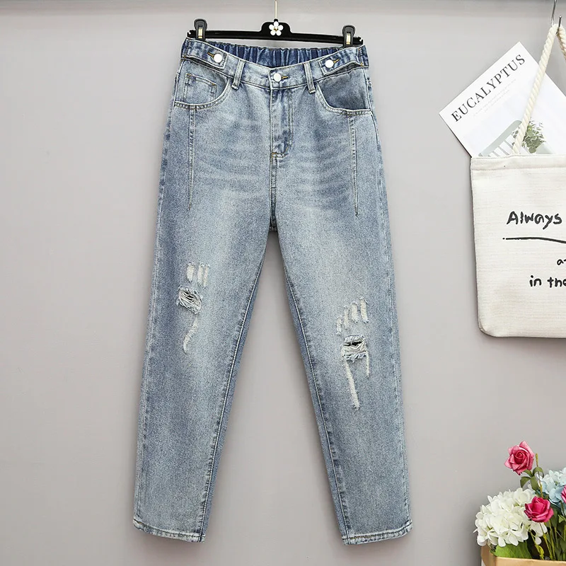 

Unicinder 2020 Plus Size Jeans Women's Loose Harem Pants Full Length High Waisted Jeans Women Denim Plus Size Jeans#4111