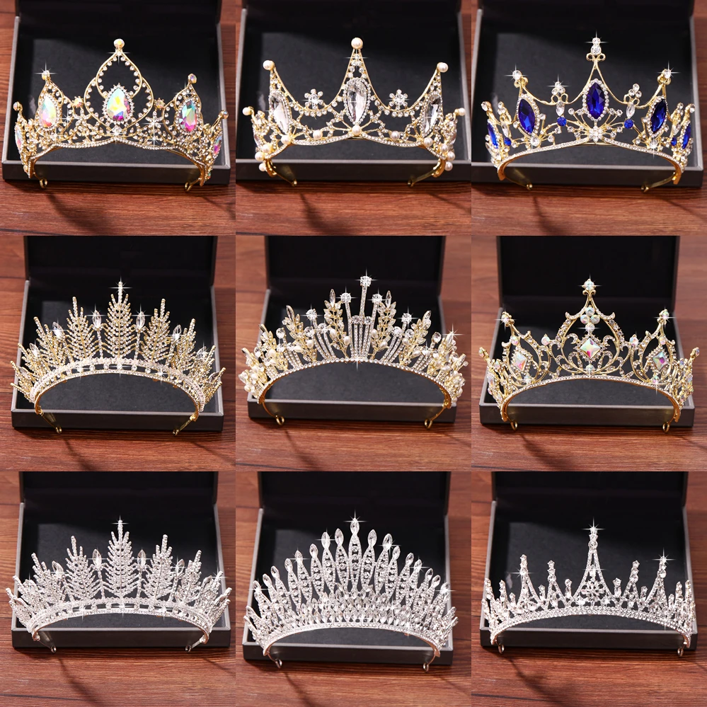 

Bridal Crystal Tiara Wedding Hair Accessories Crown Gold Bridal Tiaras and Crowns Hair Jewelry Diadema Gold Wedding Tiara Silver